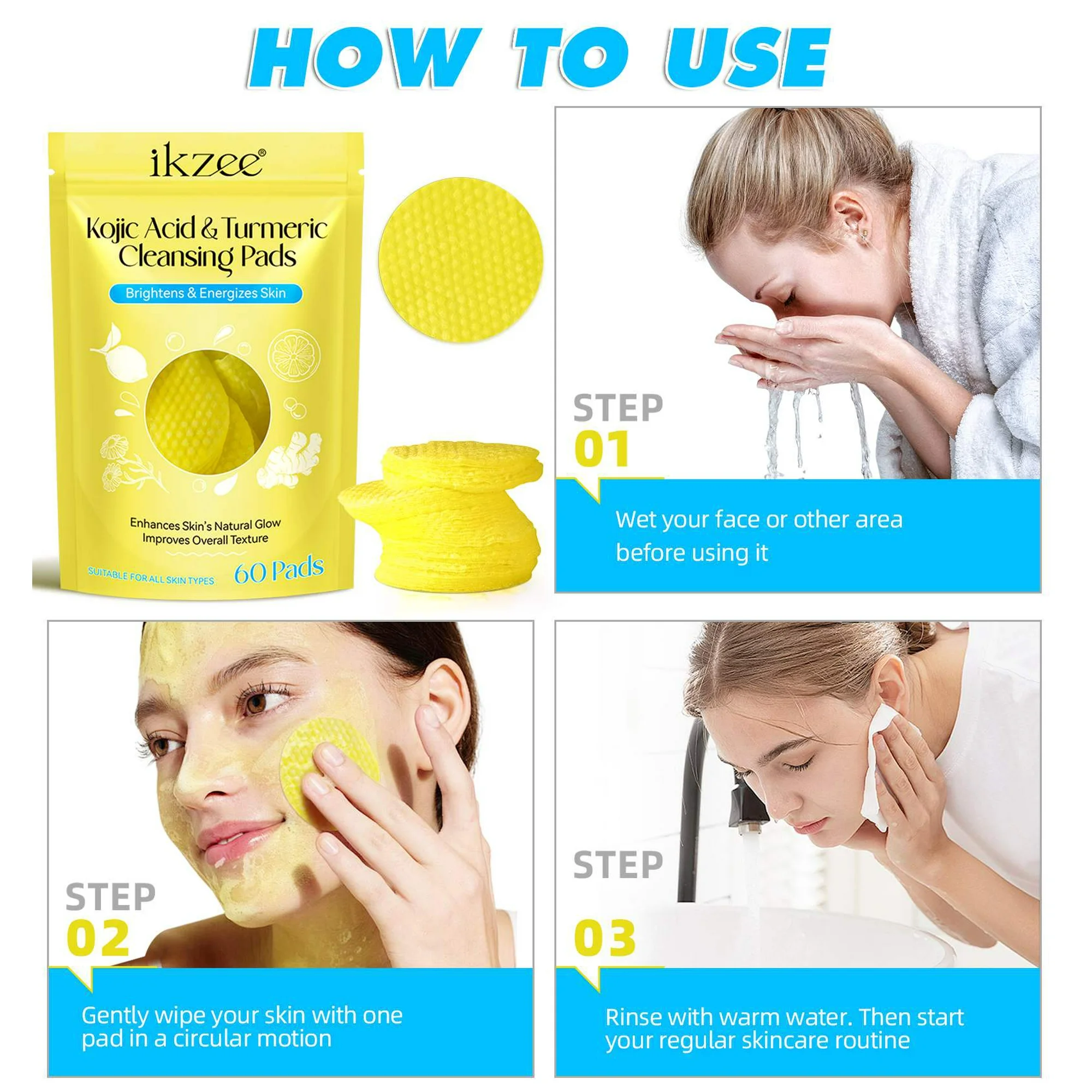 Kojic Acid & Turmeric Cleansing Pads (60 Units)