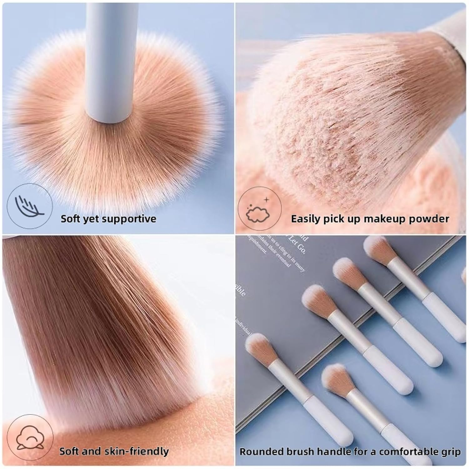 Kit of 10 Fluffy Makeup Brushes